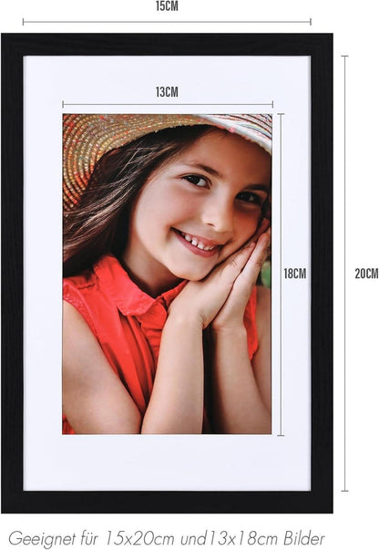 Bilderrahmen Set 15x20cm Schwarz mit Passepartouts 2er-Pack