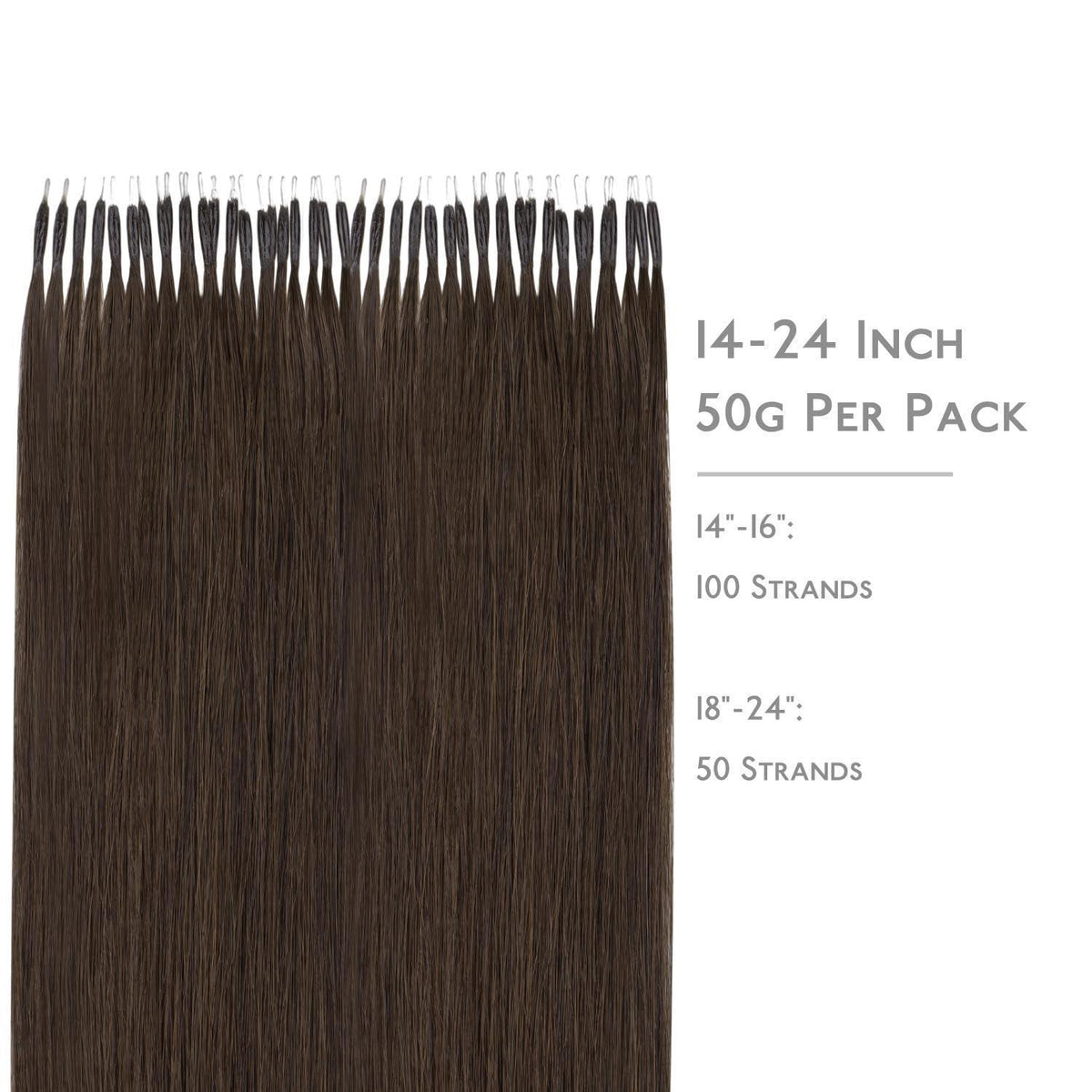 Echthaar Nano Ring Extensions Schokoladenbraun 55cm