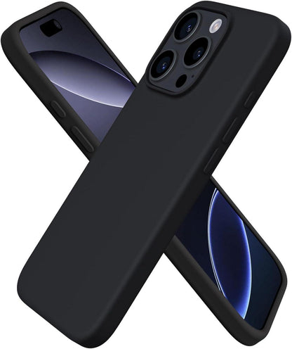 Schwarze Silikonhülle für iPhone 16 Pro - Kratzfeste Stoßfeste