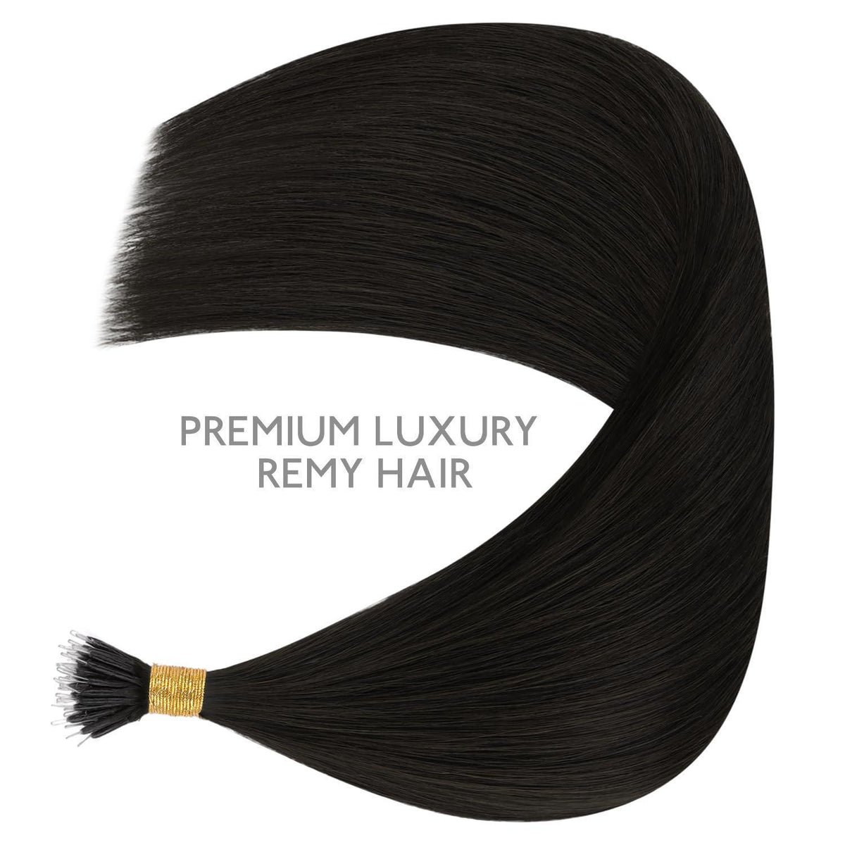 Echthaar Nano Ring Extensions Schwarz 50cm - 50g