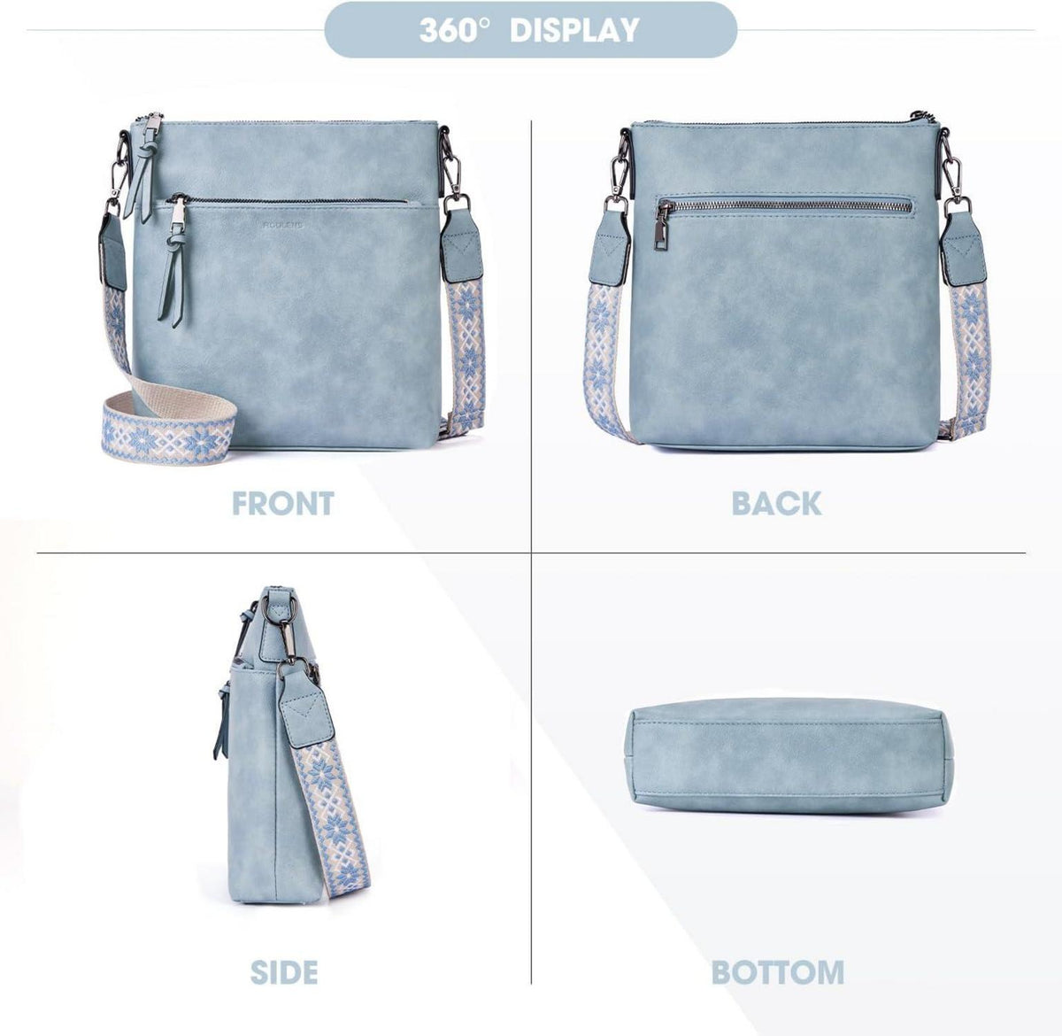 Damen Umhängetasche Veganes Leder RFID-Schutz Crossbody Tasche