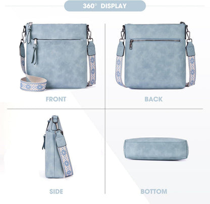 Damen Umhängetasche Veganes Leder RFID-Schutz Crossbody Tasche
