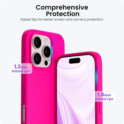 ORNARTO iPhone 16 Pro Hülle Silikon 6,3 Zoll - Leuchtend rosa