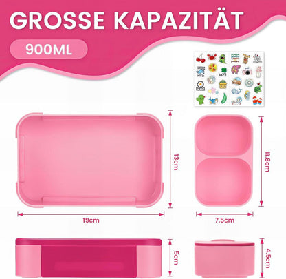 Brotdose mit Fächern 900ml Bento Box Auslaufsicher Lunchbox - Rot