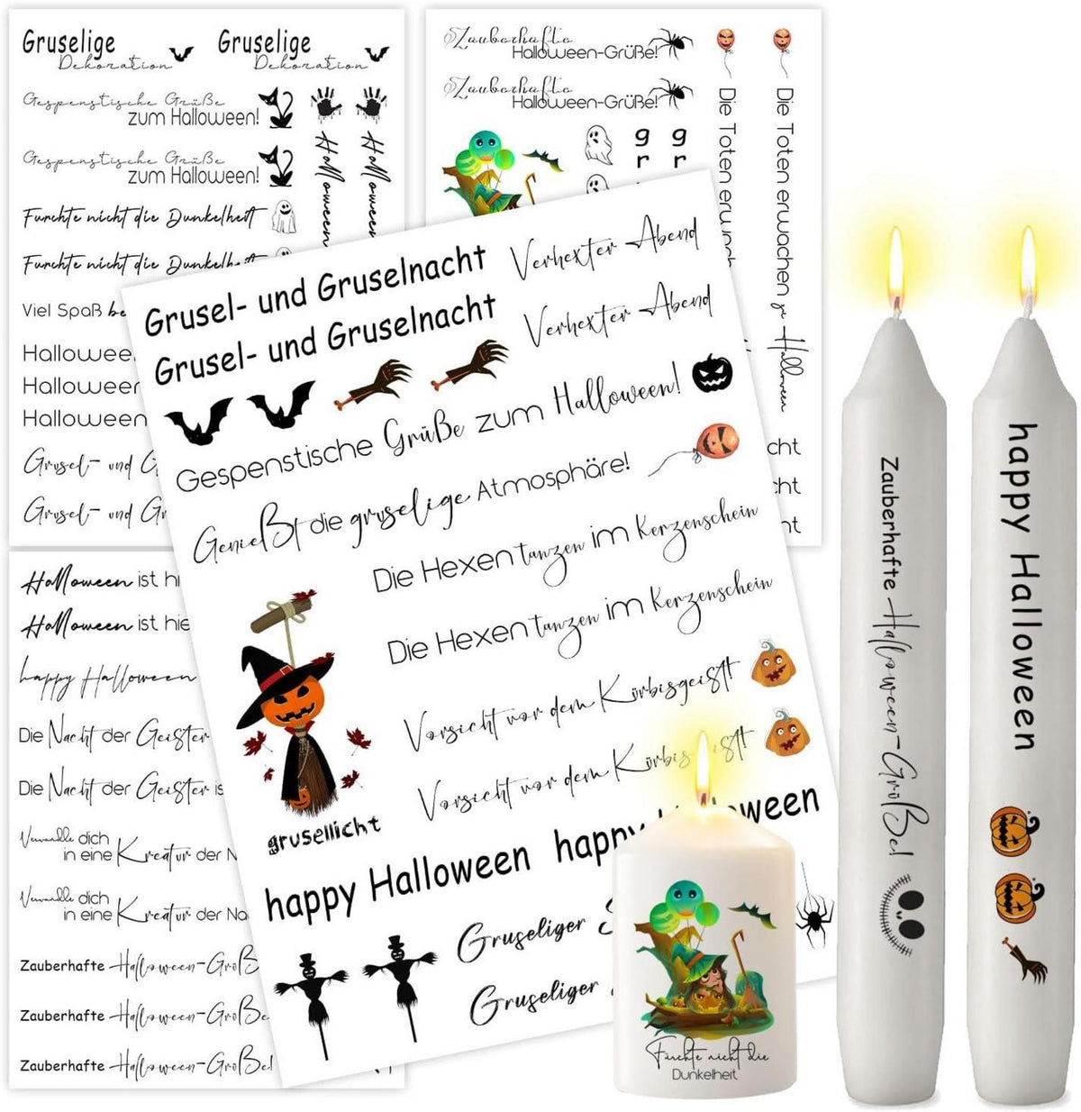Kerzentattoos Halloween Deko Sticker Kürbis DIY Geschenk