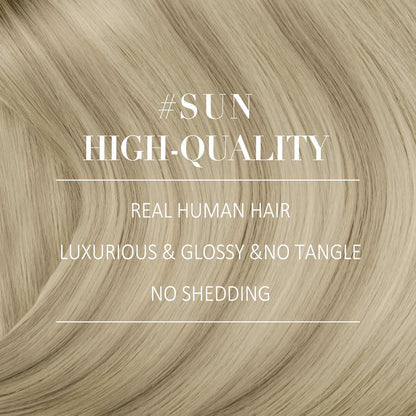 Echthaar Nanoring Extensions Blond Aschblond Platinblond 45cm