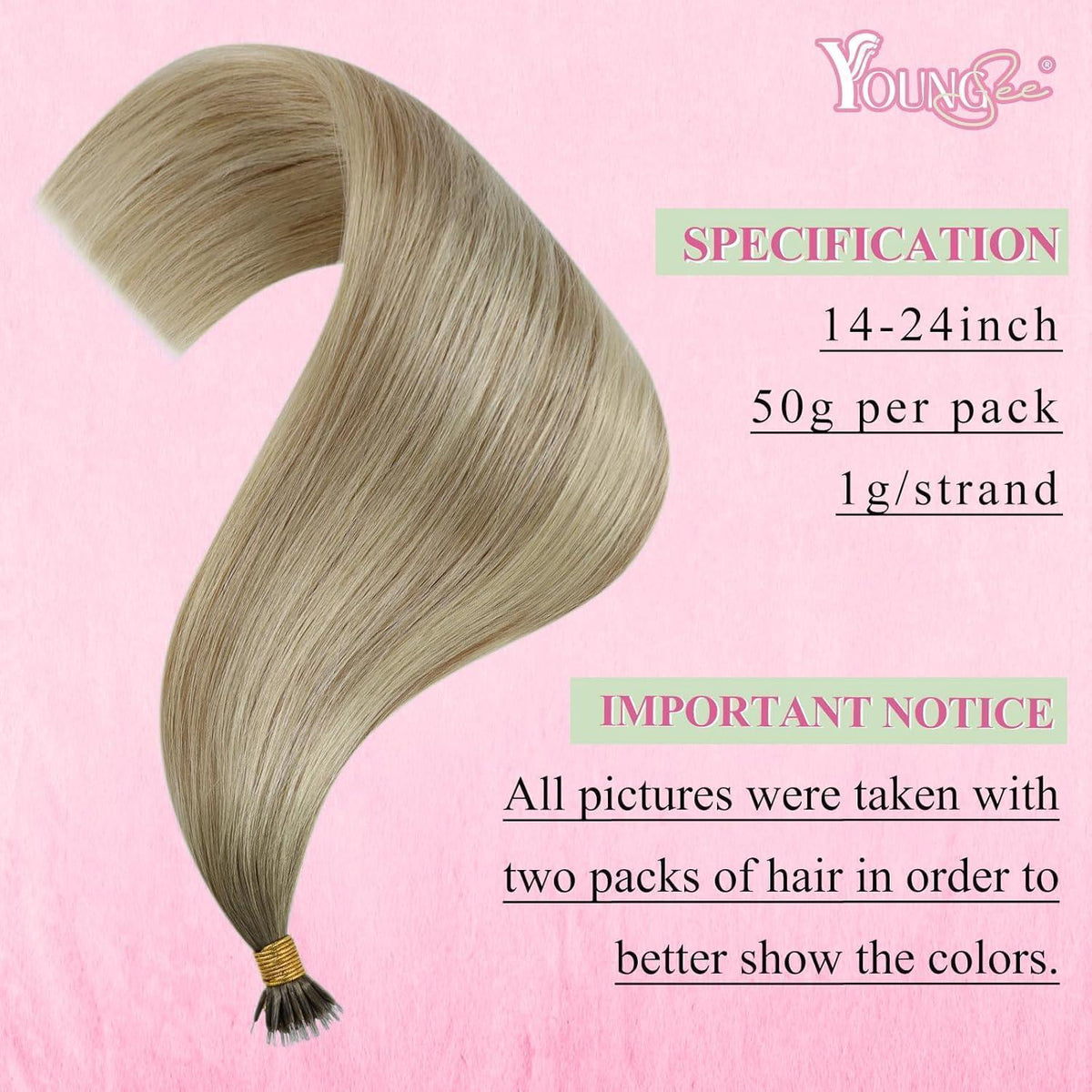 Echthaar Nanoring Extensions Blond Aschblond Platinblond 45cm