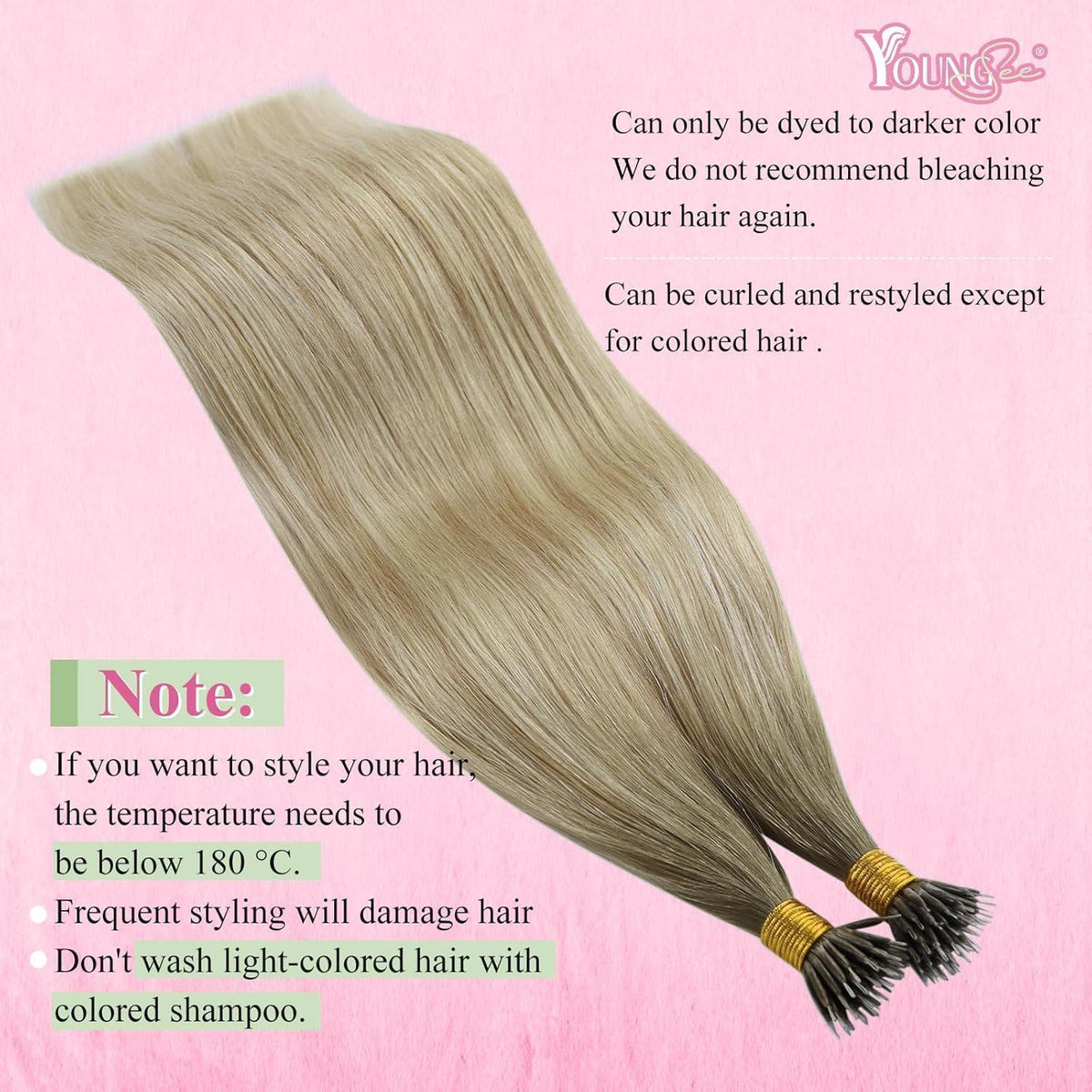 Echthaar Nanoring Extensions Blond Aschblond Platinblond 45cm