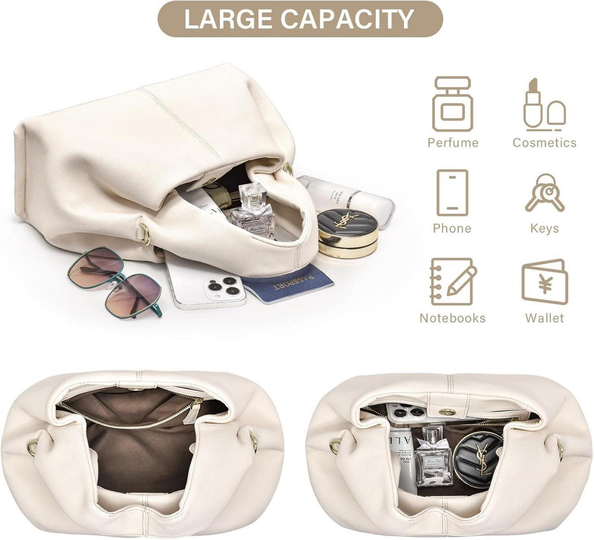 oscaurt Knödel Handtasche Damen PU Leder Umhängetasche Crossbody Stilvolle Schultertasche