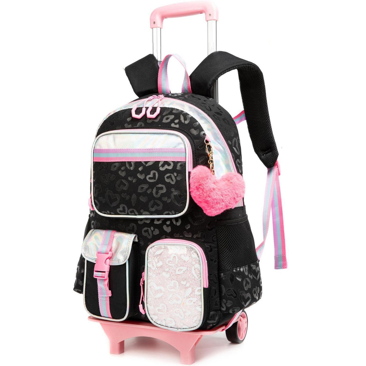 Rollrucksack für Mädchen mit Rädern – 17 Zoll Schulrucksack