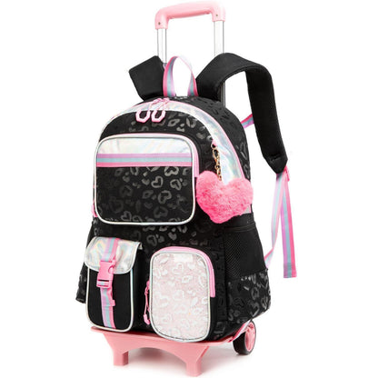 Rollrucksack für Mädchen mit Rädern – 17 Zoll Schulrucksack