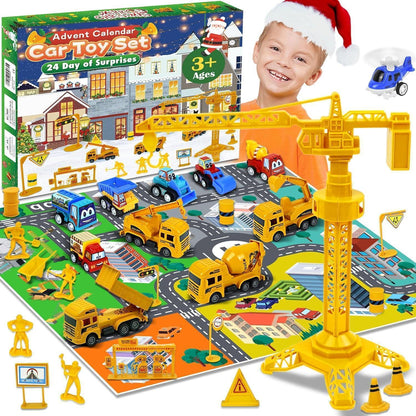 Adventskalender Baufahrzeuge Spielzeug 2024, Kinder Junge
