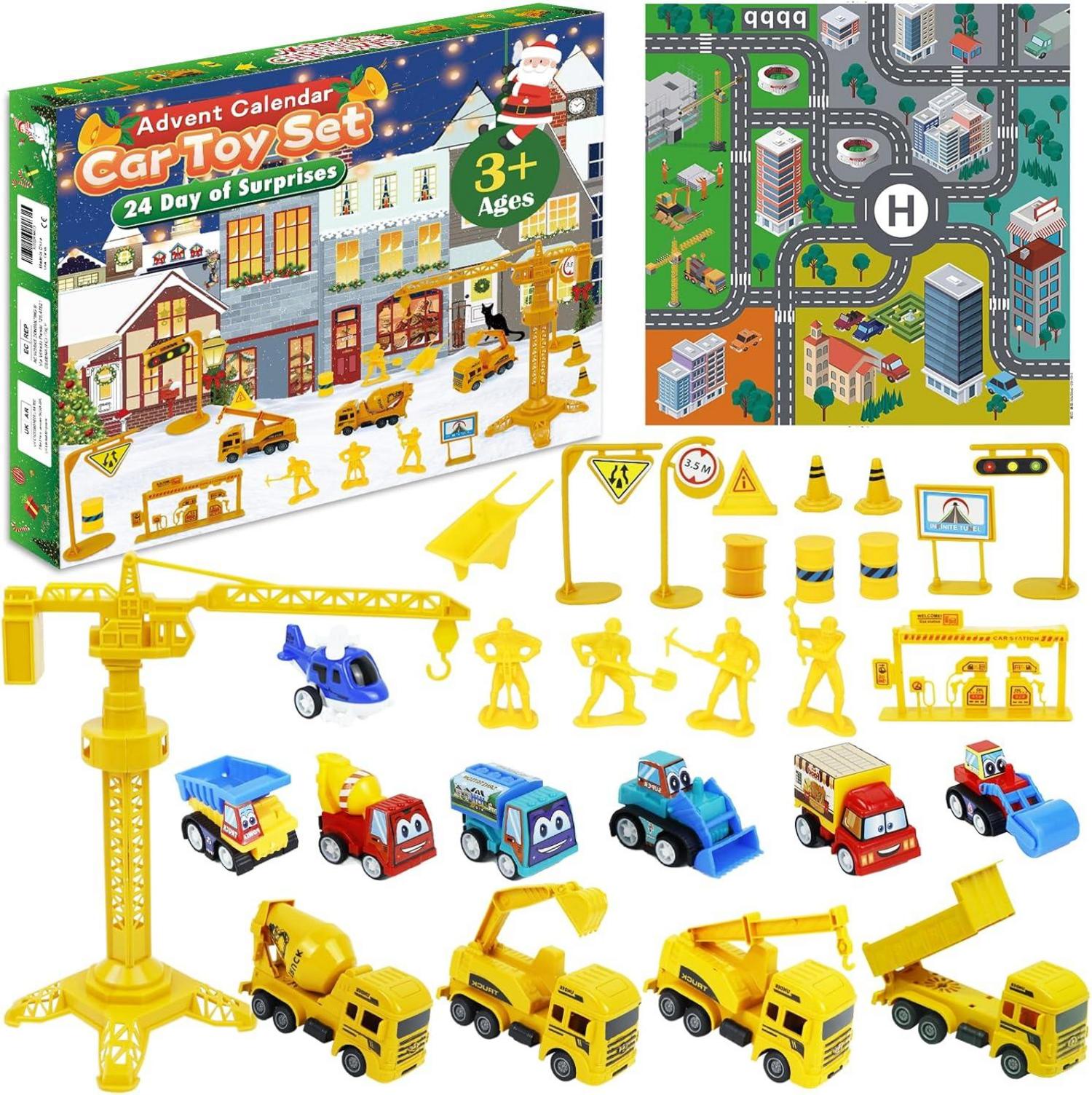 Adventskalender Baufahrzeuge Spielzeug Auto 2024 Kinder Jungen