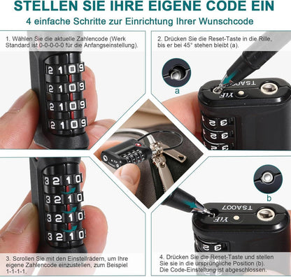 TSA Kofferschloss 4-Stellig Reiseschloss für Koffer Rucksäcke 2 Stücke Orange