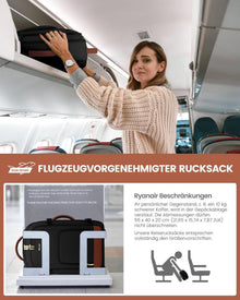 Handgepäck Rucksack 40L Reiserucksack 17 Zoll Laptop Schwarz