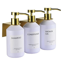 3x Wandmontierter Seifenspender 500ml - Weiß & Gold