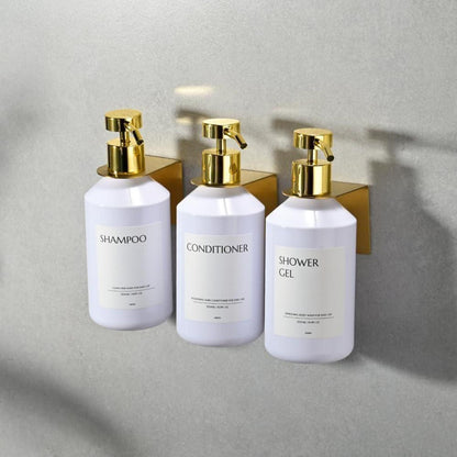 3x Wandmontierter Seifenspender 500ml - Weiß & Gold