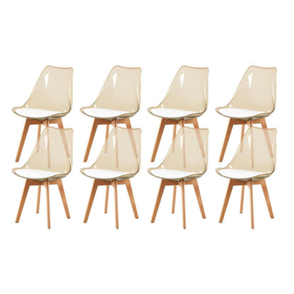Transparente Esszimmerstühle Set 8 – Skandinavischer Stil mit Holzbeinen