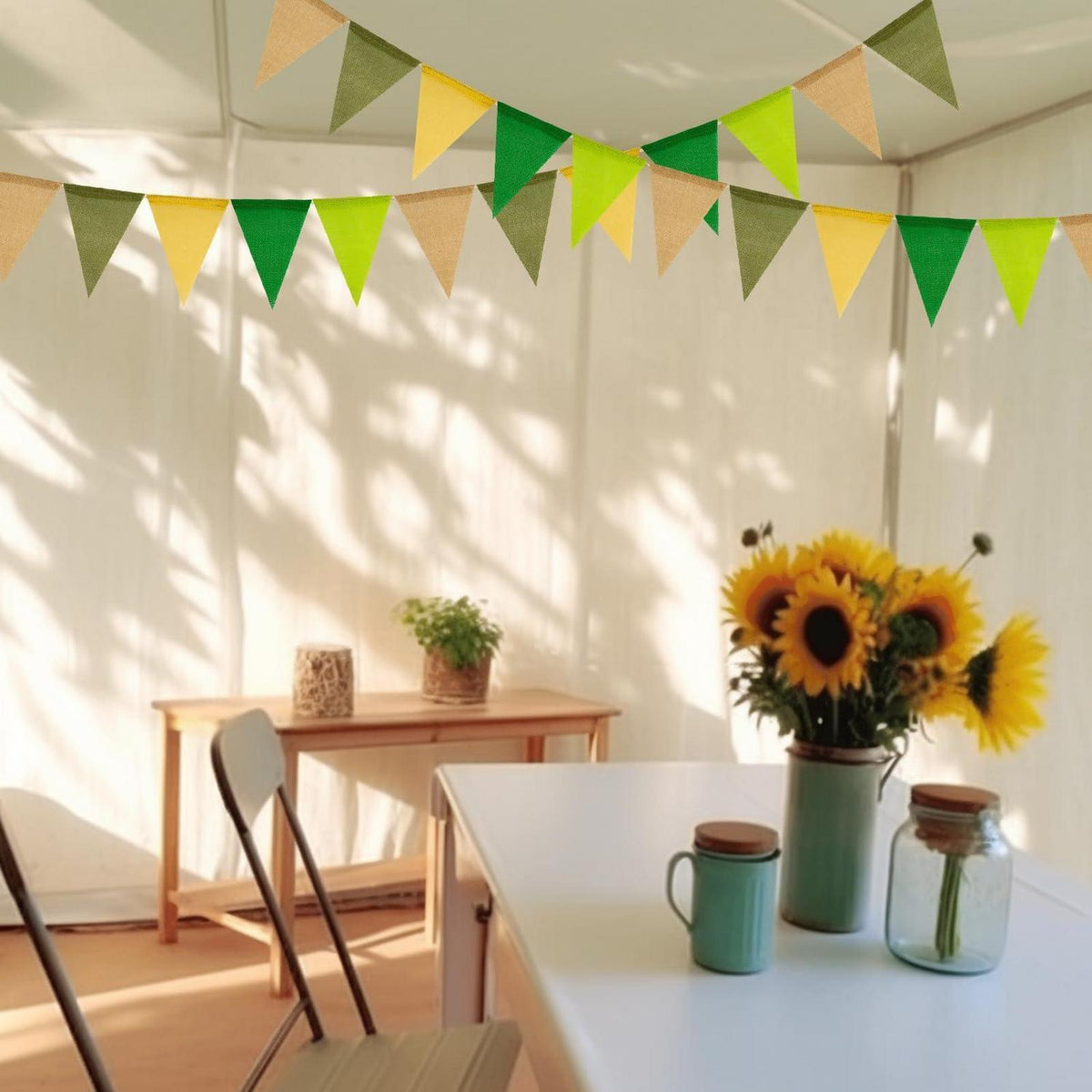 Wimpelkette Salbeigrün 20m – Wetterfest für Garten & Party