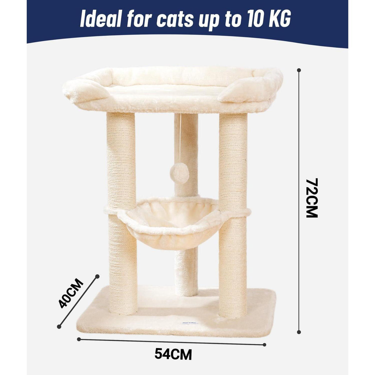 Hoher Kratzbaum für Katzen mit Hängematte & Liegefläche