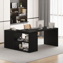 Schreibtisch Schwarz L-Form mit Stauraum 140x50x76 cm