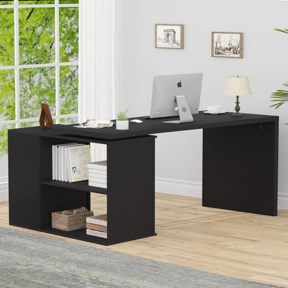 Schreibtisch Schwarz L-Form mit Schubladen und Stauraum 140x50x76 cm