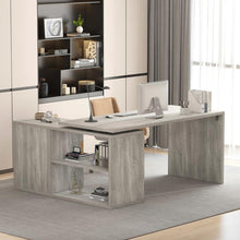 Weißer L-Form Schreibtisch mit Schubladen und Regalen 152x50x76 cm
