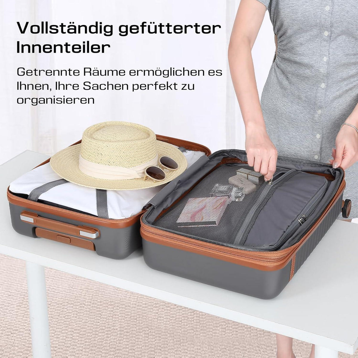 Joyway Hartschalen Koffer XL 4 Rollen TSA Schloss 48x30x76cm Grau