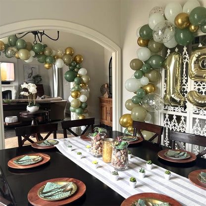 Salbeigrüne Luftballons Set 60 Stück 12 Zoll Geburtstagsparty Dekoration mit Goldkonfetti