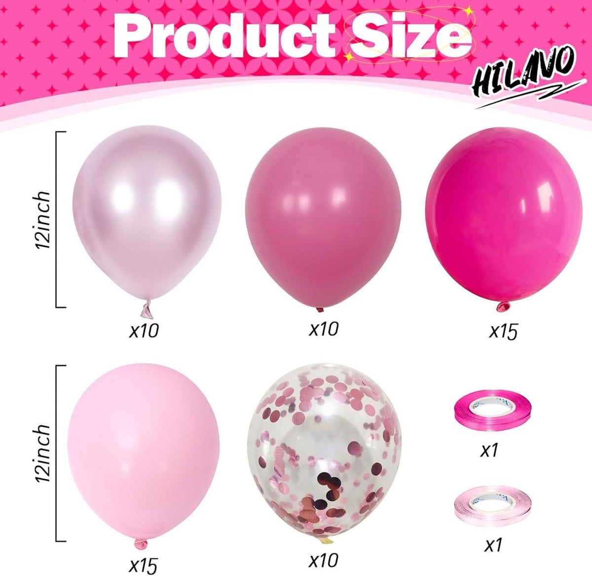 Rosa Latex Luftballons 60 Stück 12'' für Mädchen Frauen