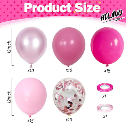Rosa Latex Luftballons 60 Stück 12'' für Mädchen Frauen