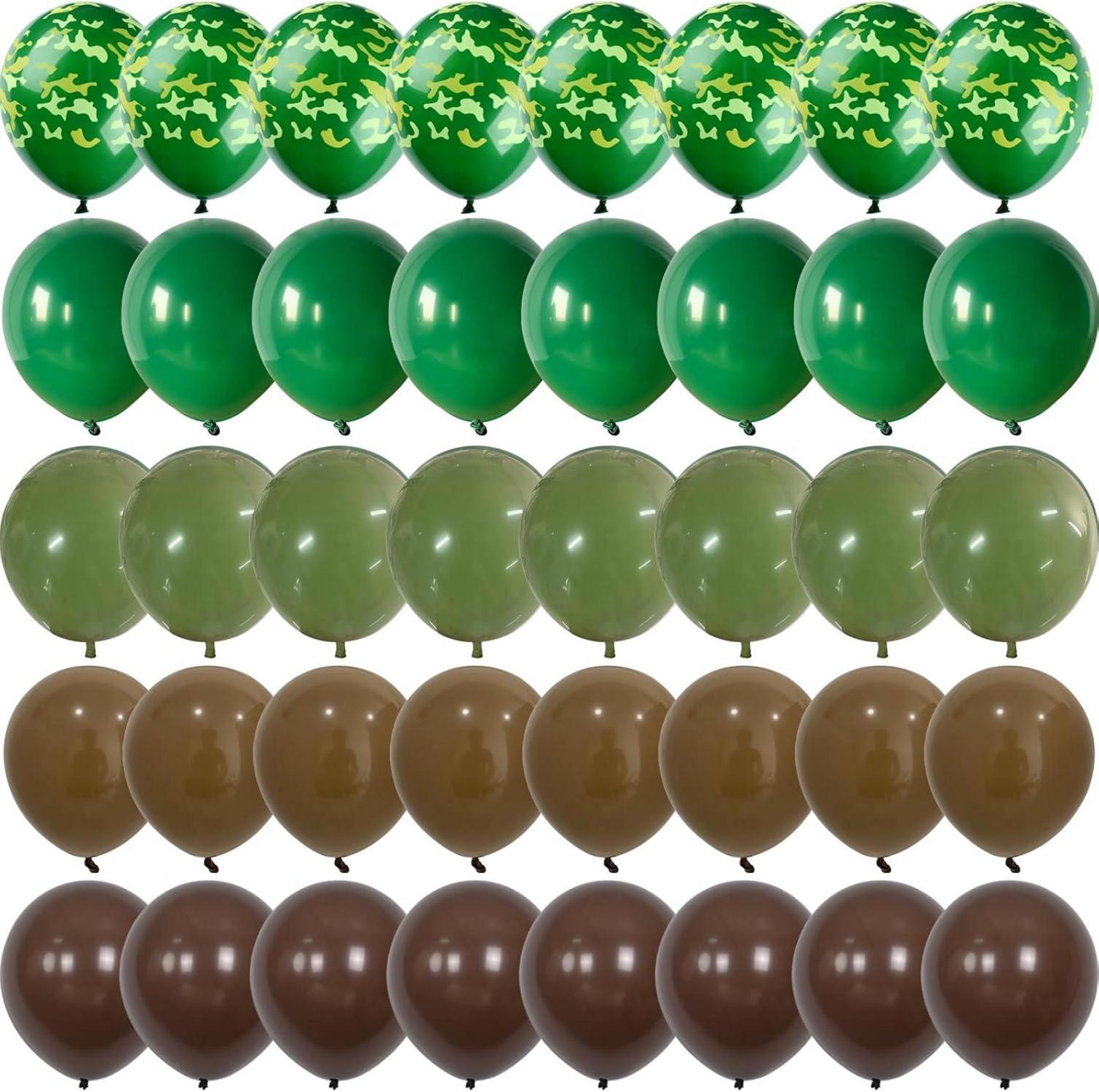 60 Luftballons Grün Braun Camouflage Stück 12 Zoll Militär Themen