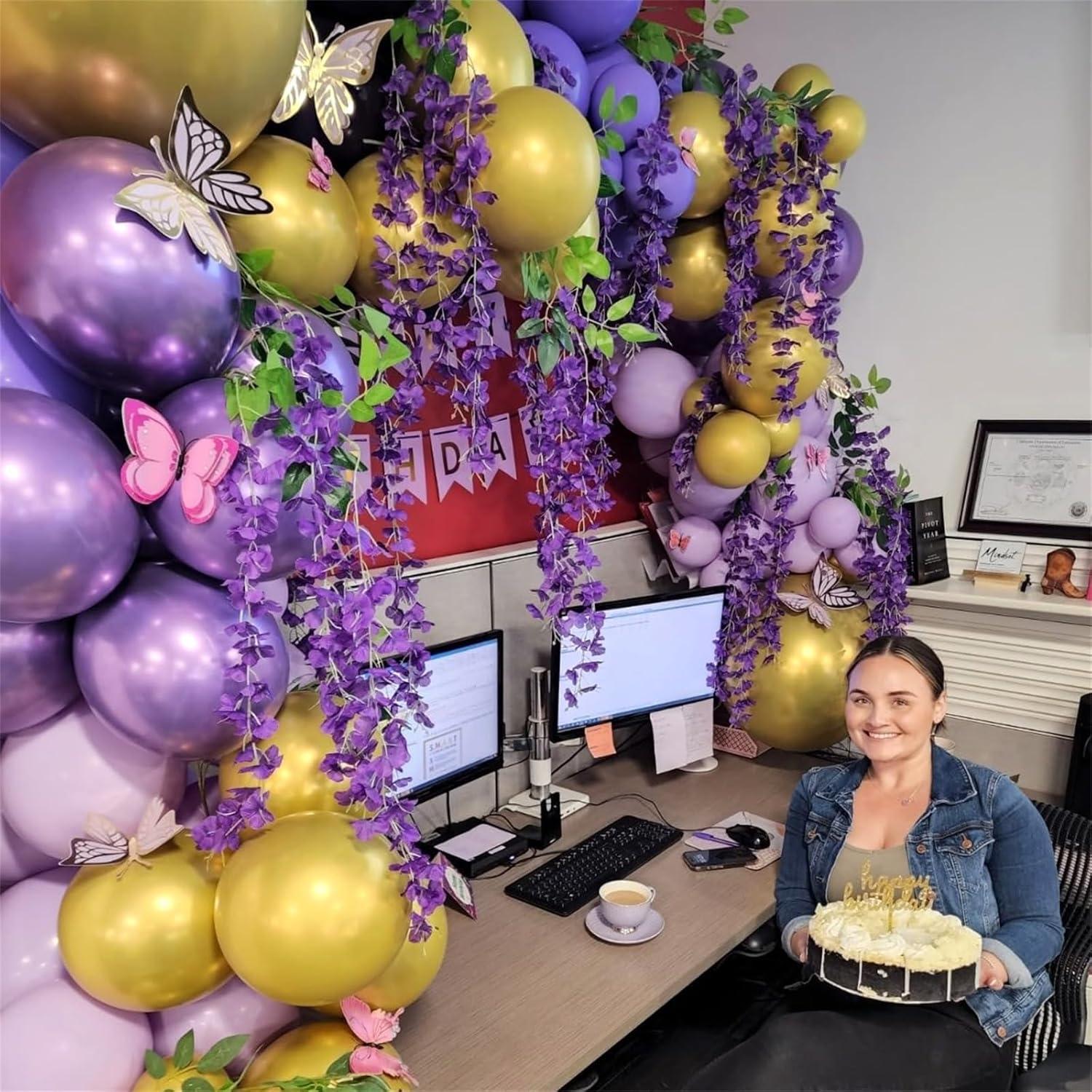 60x lila gold Luftballons Pastell Dunkellila Violett 12'' Metallic Ballon