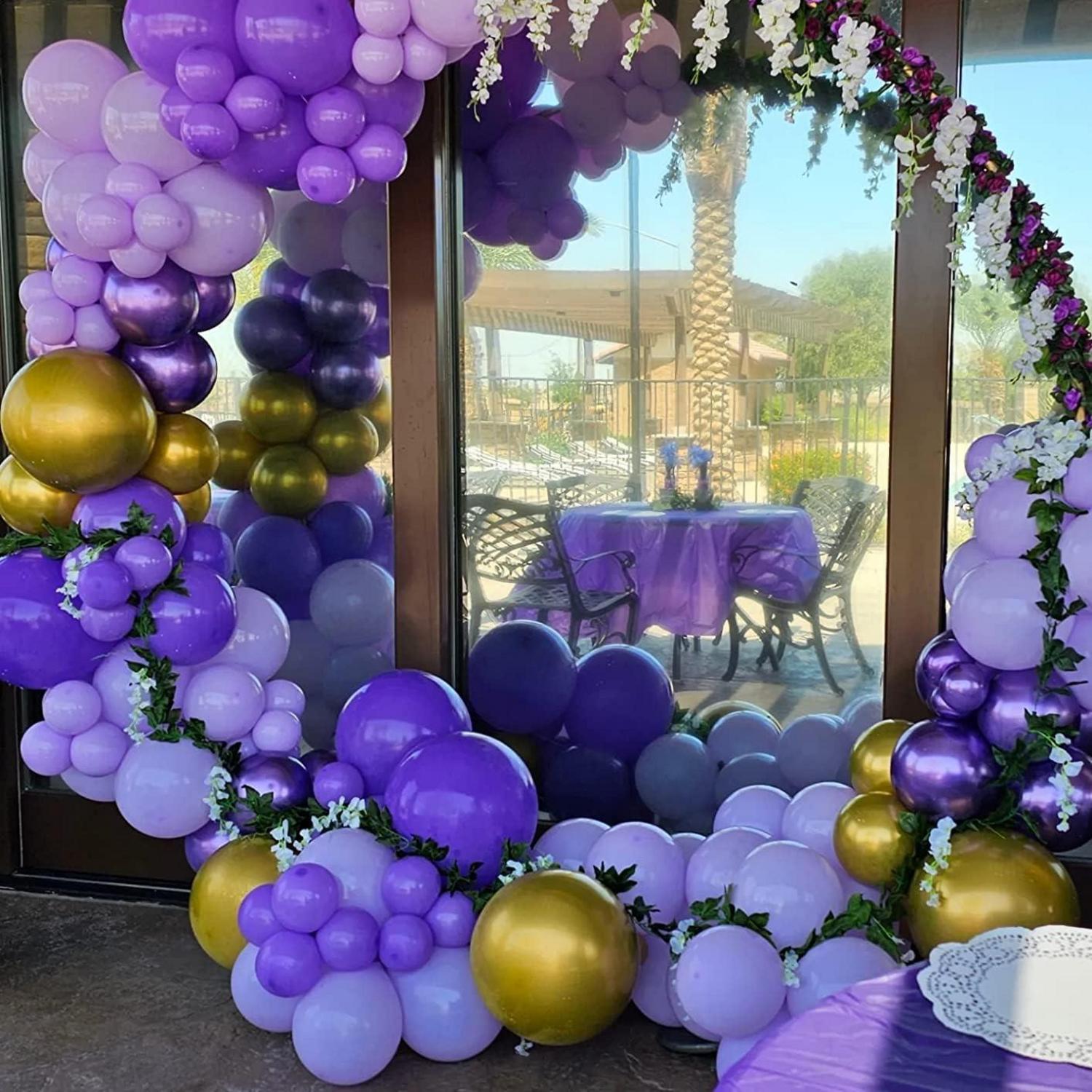 Lila Gold Luftballons 60 Stück Geburtstag Hochzeit Deko Mädchen