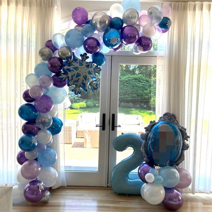 Frozen Luftballons 60 Stück 12'' Blau Lila Silber Winterparty Dekoration