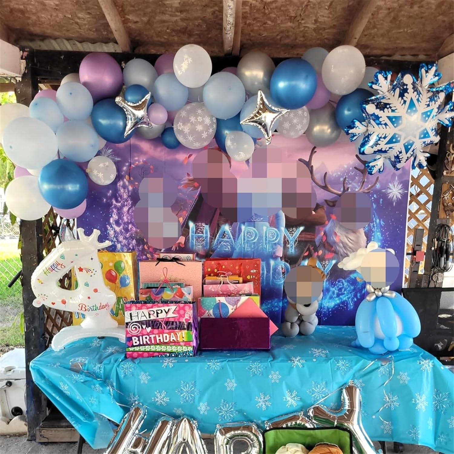 Lila Blau Silber Frozen Luftballons Geburtstag Deko Winterparty 60