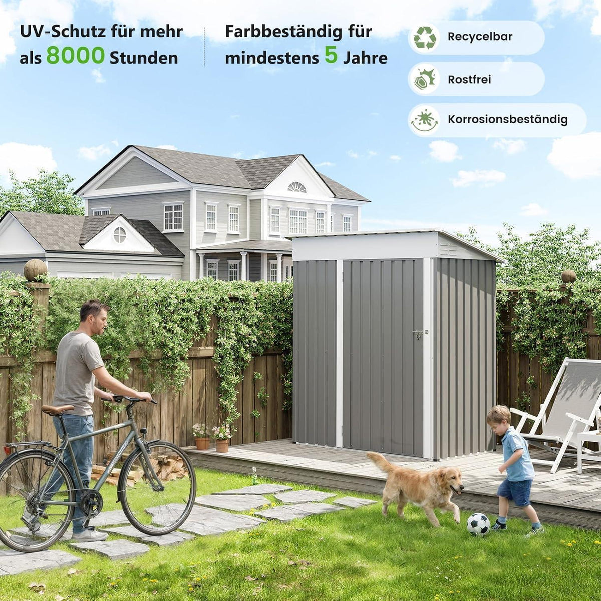 Metall Gartenhaus 1,5m² Pultdach – 162x92x180 cm