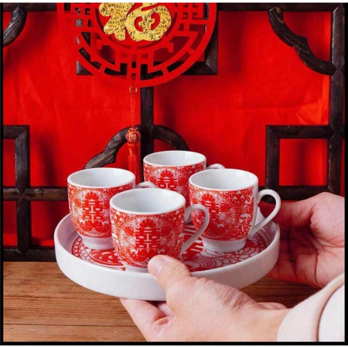 Chinesisches Hochzeitstee-Set für Braut & Bräutigam (Doppel Glück)
