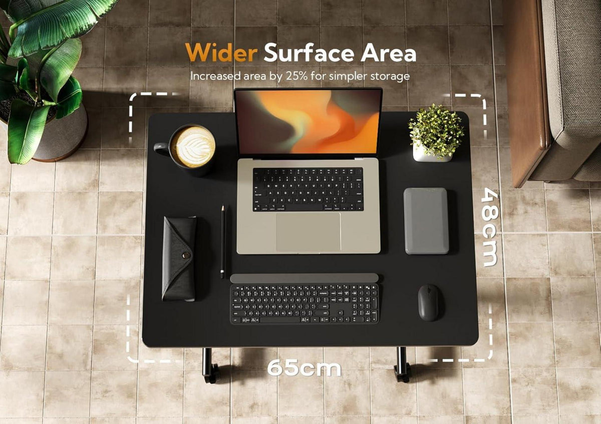 Höhenverstellbarer Stehpult Laptoptisch mit Rollen 65x48cm Schwarz