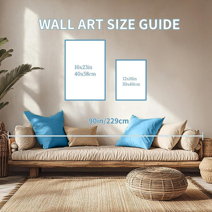 Aquarell Blaugrün Wald Leinwand Bilder Set Wohnzimmer Schlafzimmer