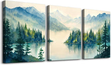 Aquarell Wald Leinwand Bilder Set Wohnzimmer Schlafzimmer Badezimmer