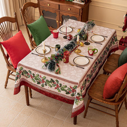 Weihnachts Tischdecke Jacquard Winter Vintage 152x213 cm