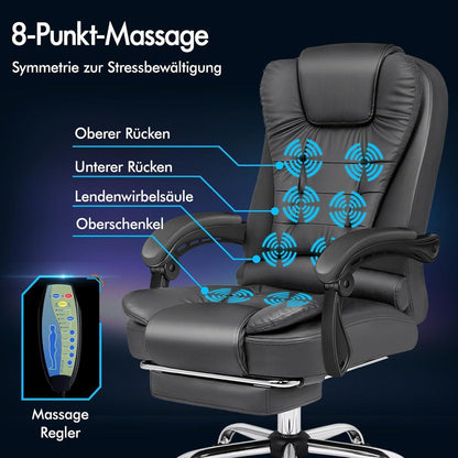 Ergonomischer Bürostuhl mit Wärmemassagefunktion | PU-Leder