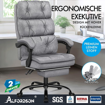 ALFORDSON Bürostuhl 150° Neigung 360° Drehung Grau