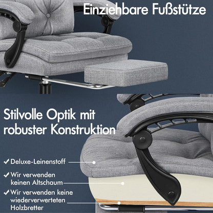 ALFORDSON Bürostuhl 150° Neigung 360° Drehung Grau