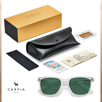 Herren Sonnenbrille polarisiert, Rechteckig, Transparent/Grün
