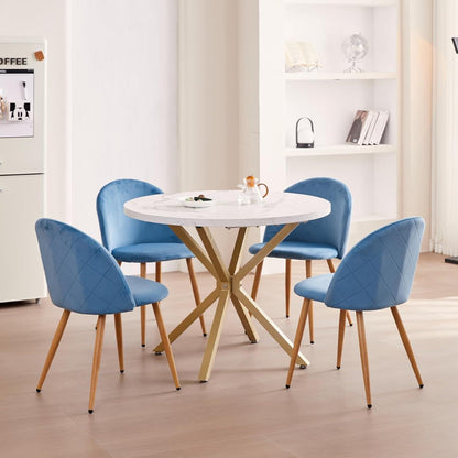 Moderner runder Esstisch weiß+gold, 100cm – für Küche & Wohnzimmer