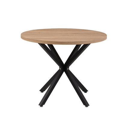 Moderner runder Esstisch 100cm – Industrieblech & Schwarz