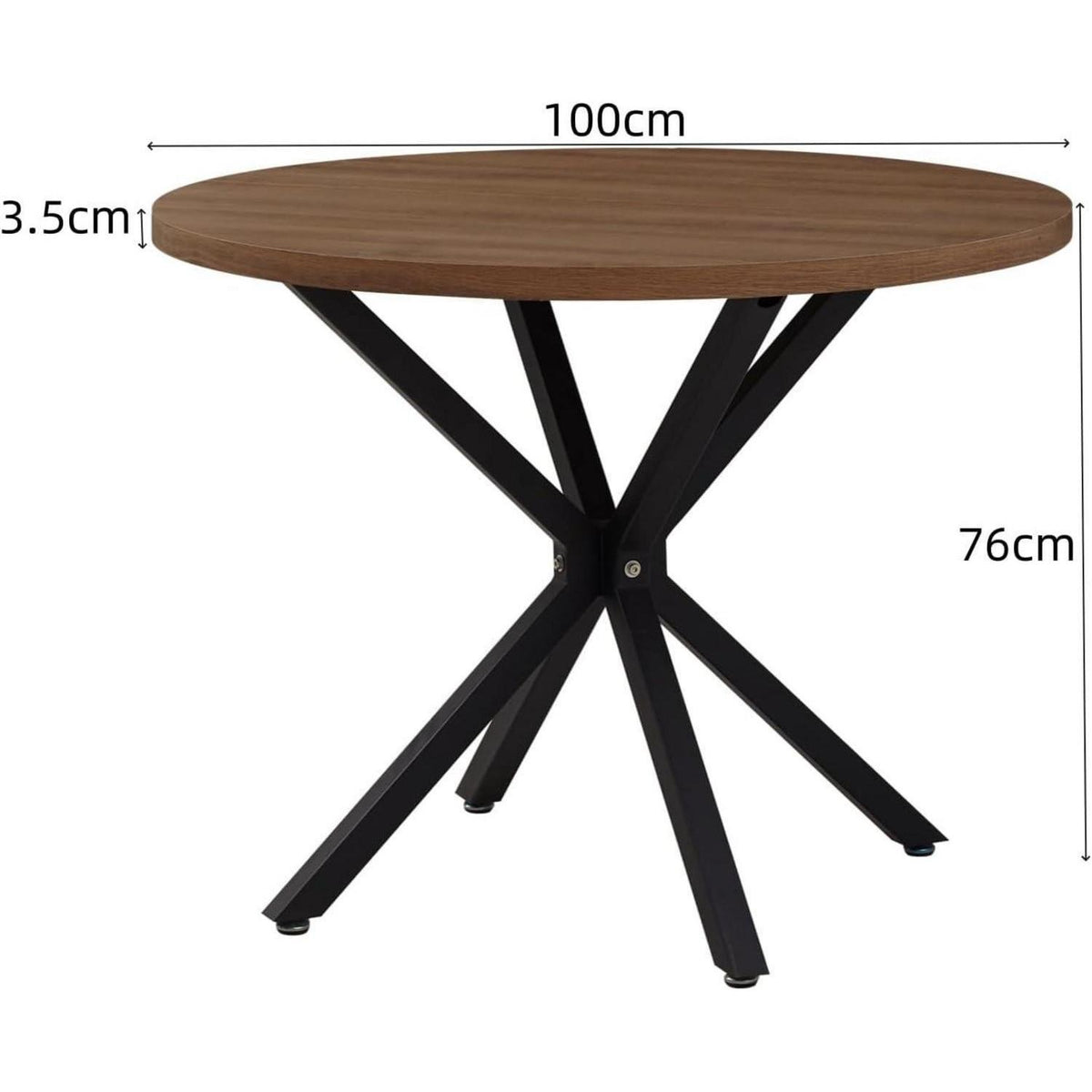 Moderner runder Esstisch – Industrieblech, Schwarz, 100cm