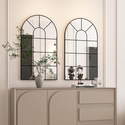 Gewölbter Fensterspiegel 80x50cm – Wandspiegel Schwarz, Deko Spiegel